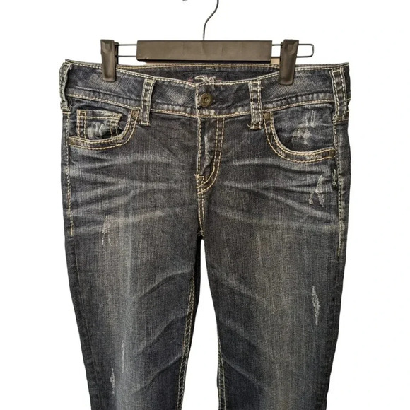 Silver Suki Womens Size W29/L32 Mid Straight Leg Stretchy Jeans Dark Wash - Picture 2 of 15
